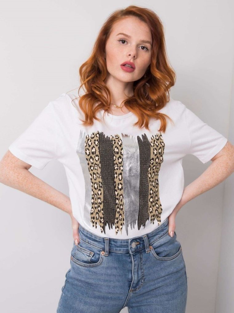 T-shirt damski, biały, H&B