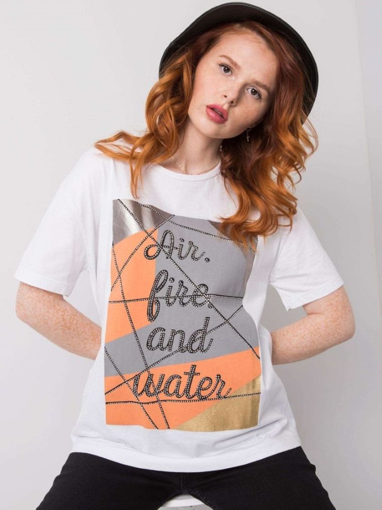 T-shirt damski, biały, H&B