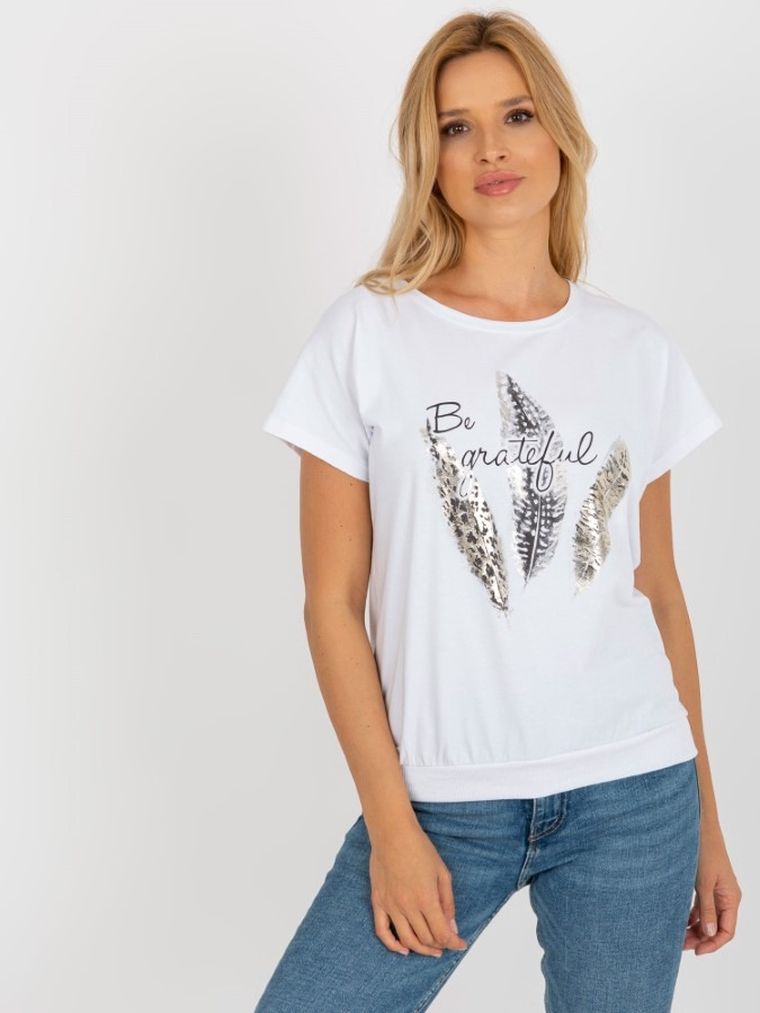 T-shirt damski, biały, Rue Paris