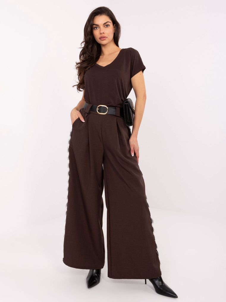 T-shirt damski, brązowy, Basic Feel Good