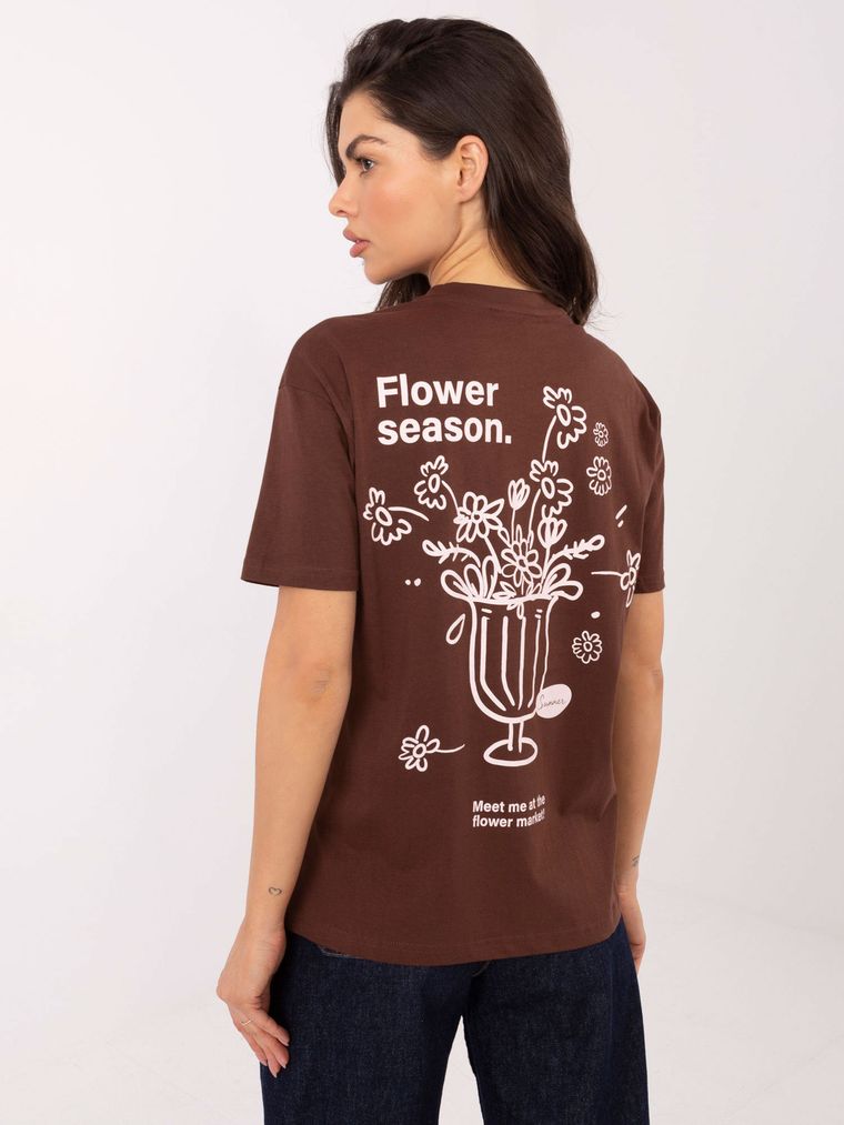 T-shirt damski, brązowy, Sublevel