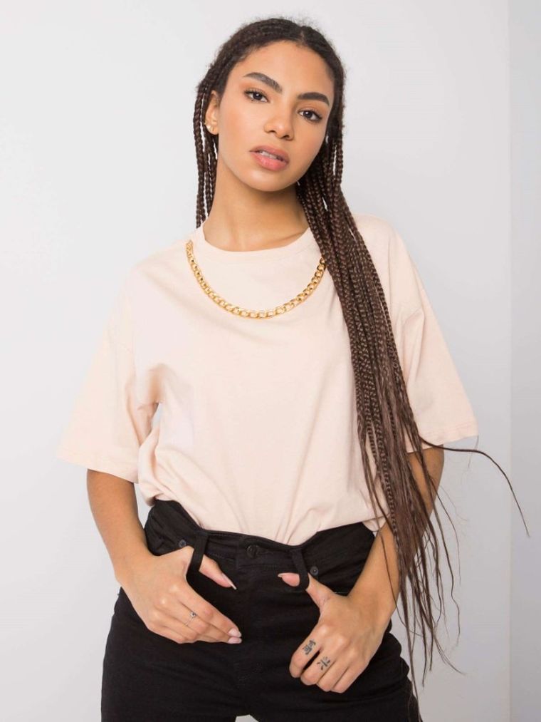 T-shirt damski, brzoskwiniowy, Rue Paris