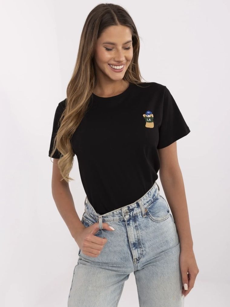 T-shirt damski, czarny, Calimera