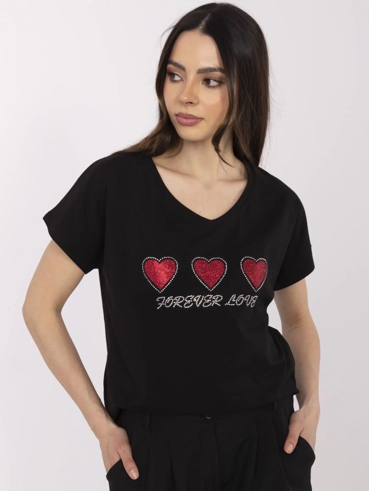 T-shirt damski, czarny, Calimera