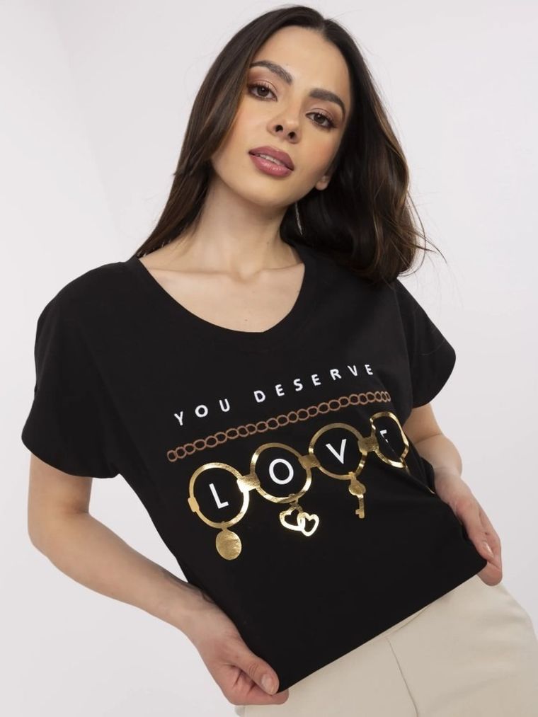 T-shirt damski, czarny, Calimera
