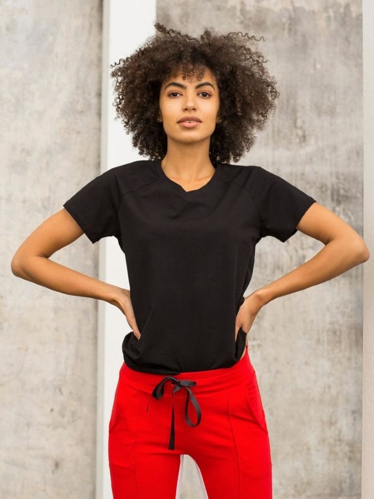 T-shirt damski, czarny, For Fitness