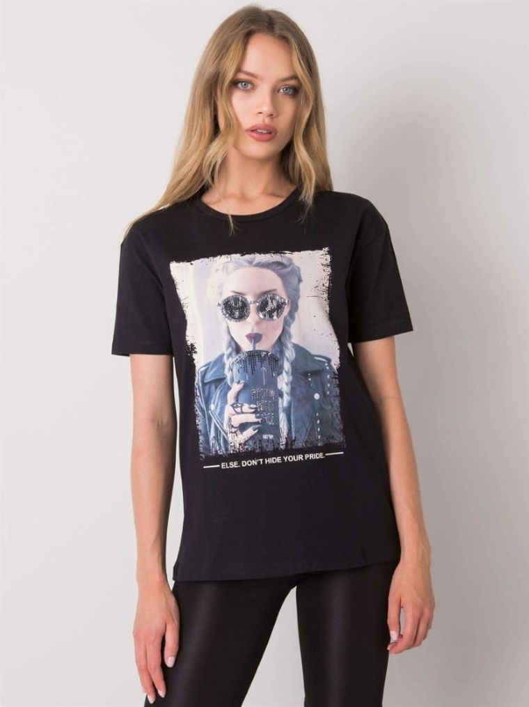 T-shirt damski, czarny, H&B