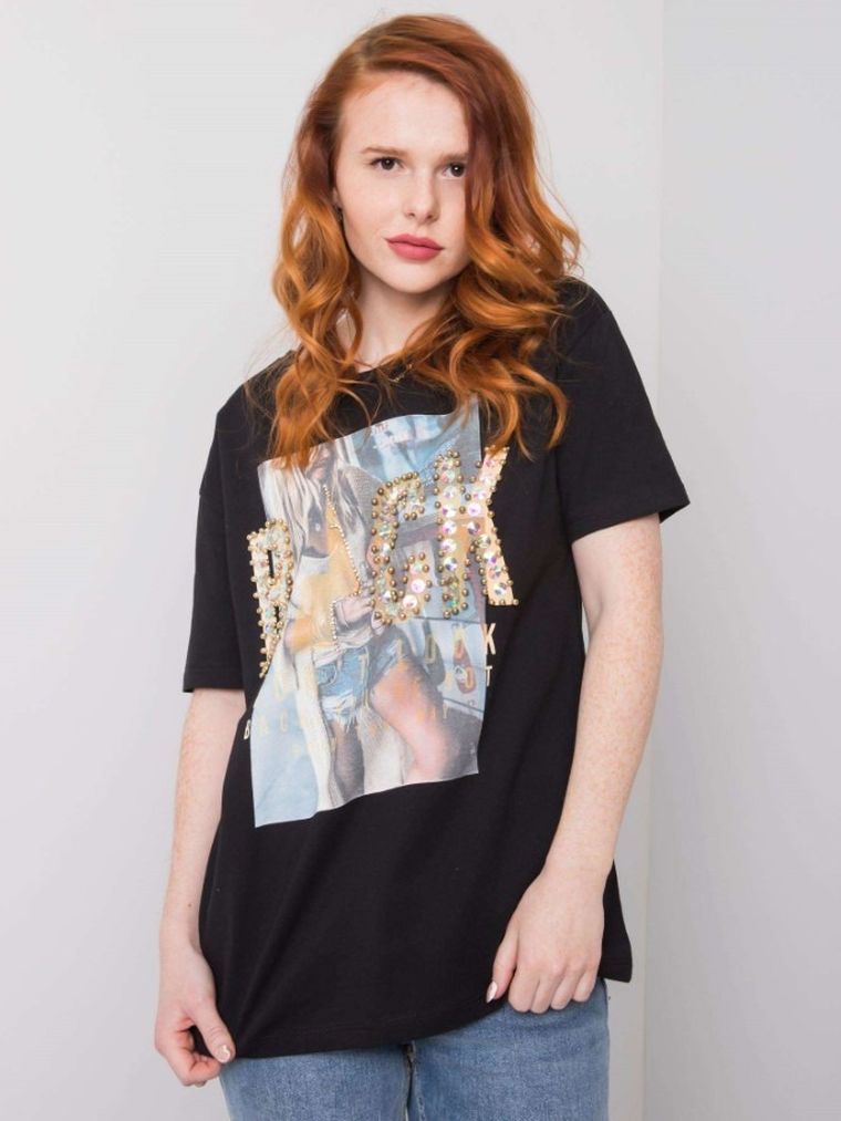 T-shirt damski, czarny, H&B