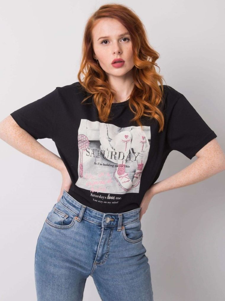 T-shirt damski, czarny, H&B