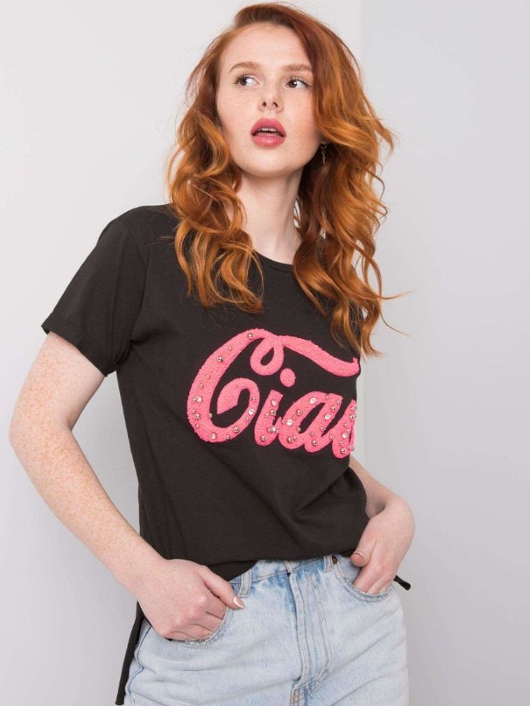 T-shirt damski, czarny, H&B