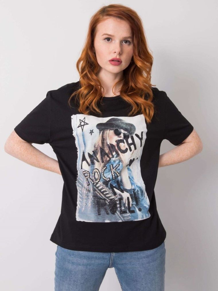 T-shirt damski, czarny, H&B
