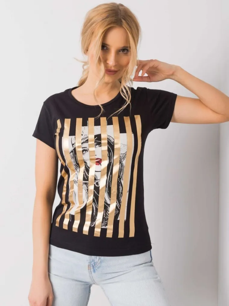 T-shirt damski, czarny, H&B
