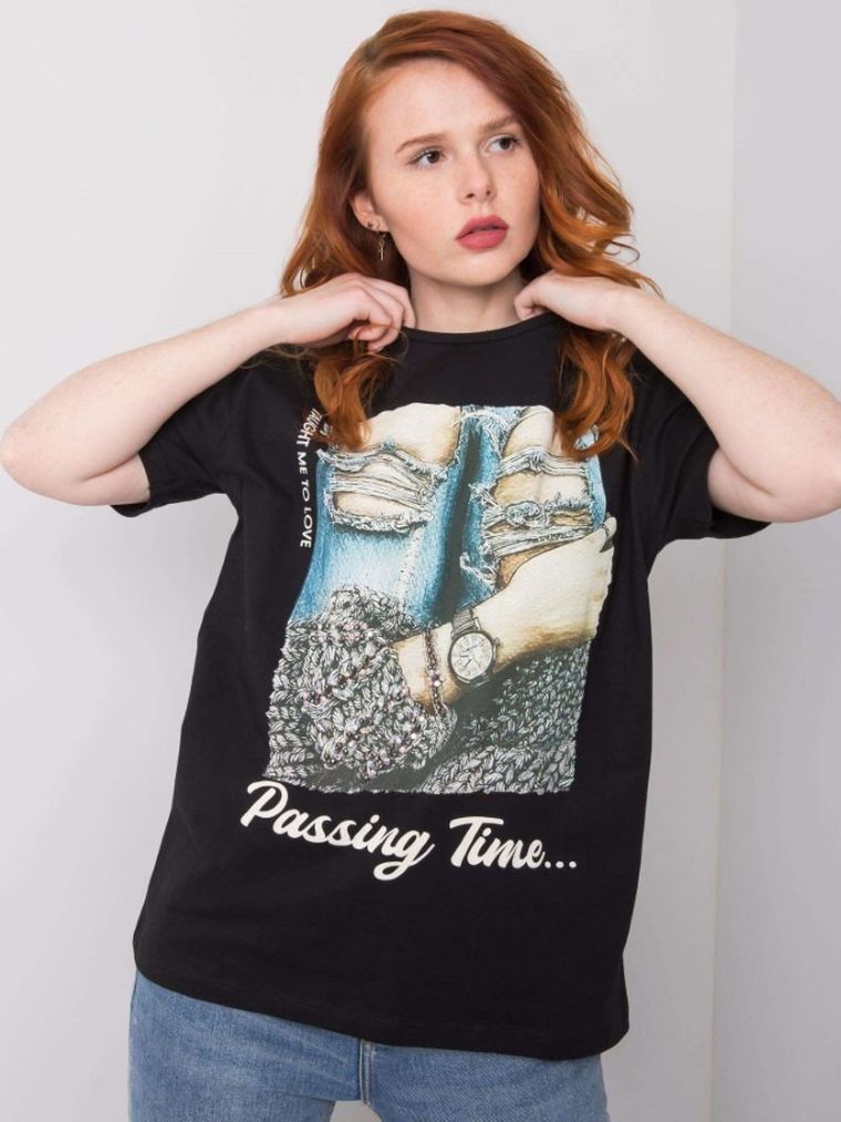 T-shirt damski, czarny, H&B