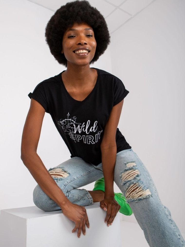 T-shirt damski, czarny, Mayflies