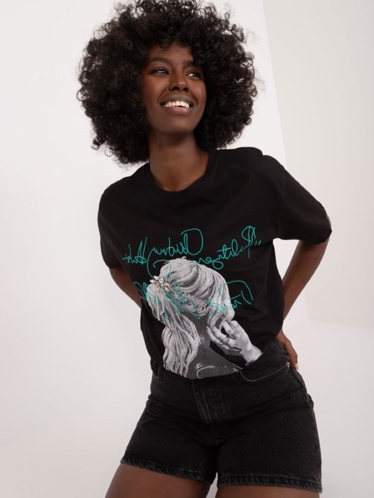 T-shirt damski, czarny, Mint