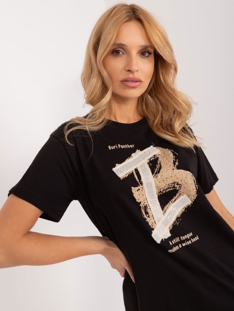 T-shirt damski, czarny, Mint