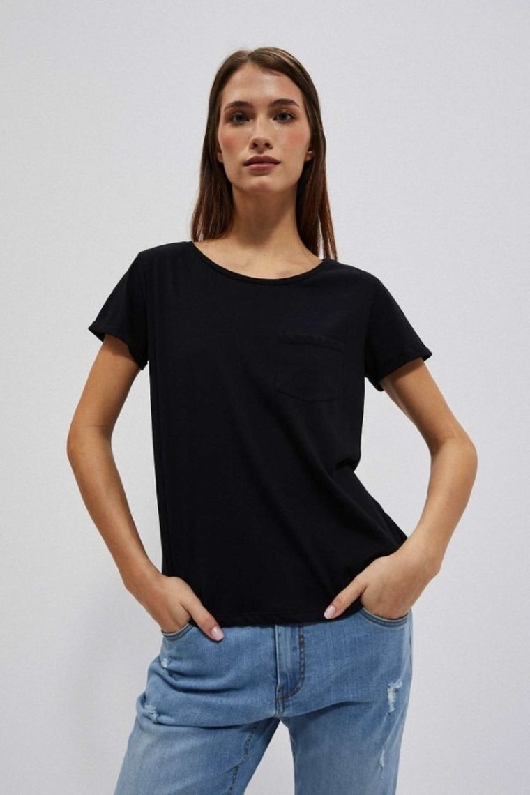 T-shirt damski, czarny, Moodo