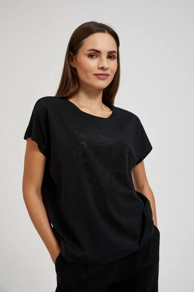 T-shirt damski, czarny, Moodo