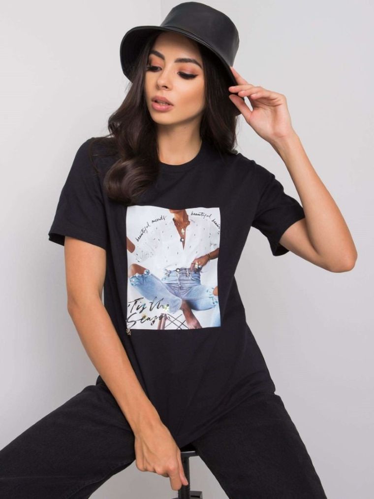 T-shirt damski, czarny, Pepper & Mint