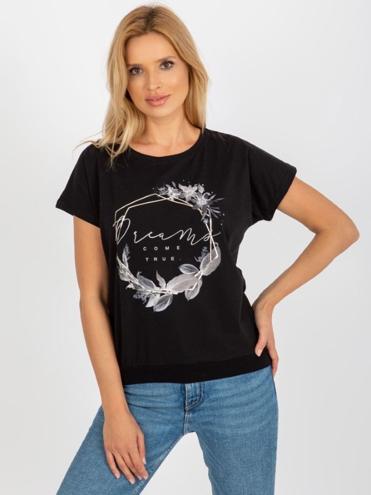 T-shirt damski, czarny, Rue Paris