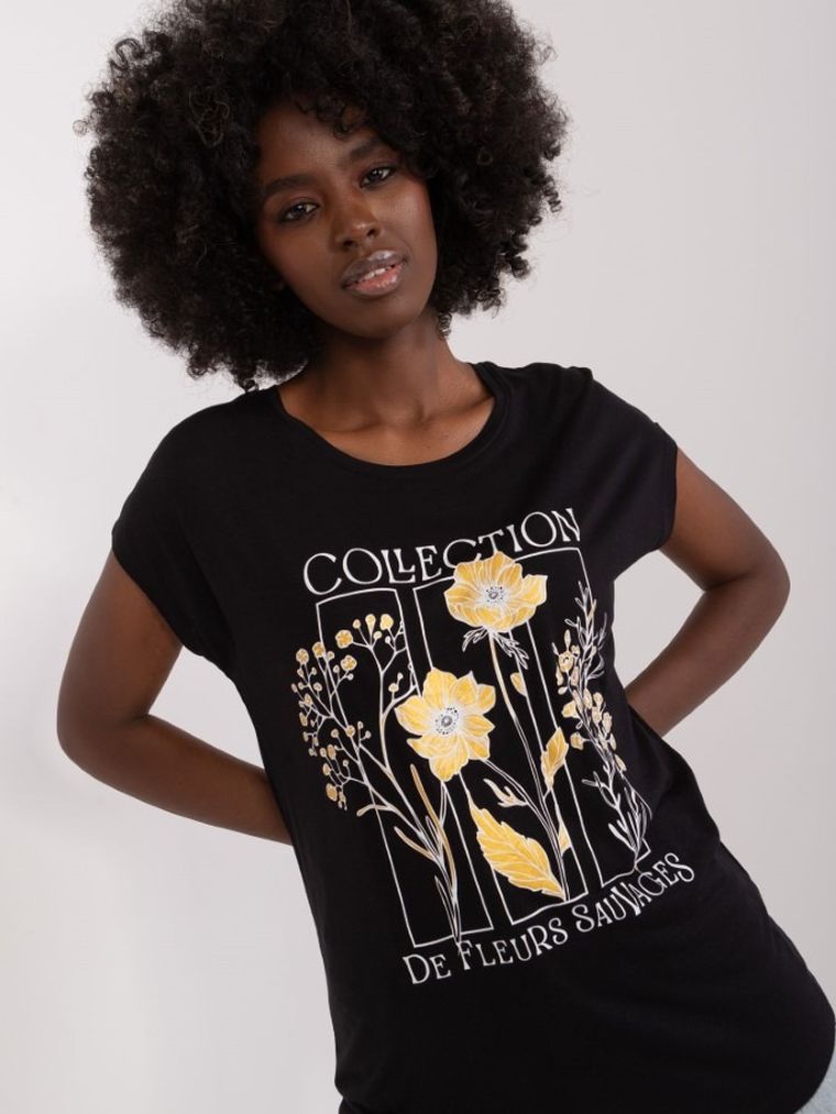 T-shirt damski, czarny, Sublevel