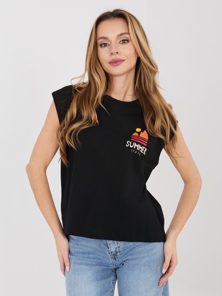 T-shirt damski, czarny, Sublevel