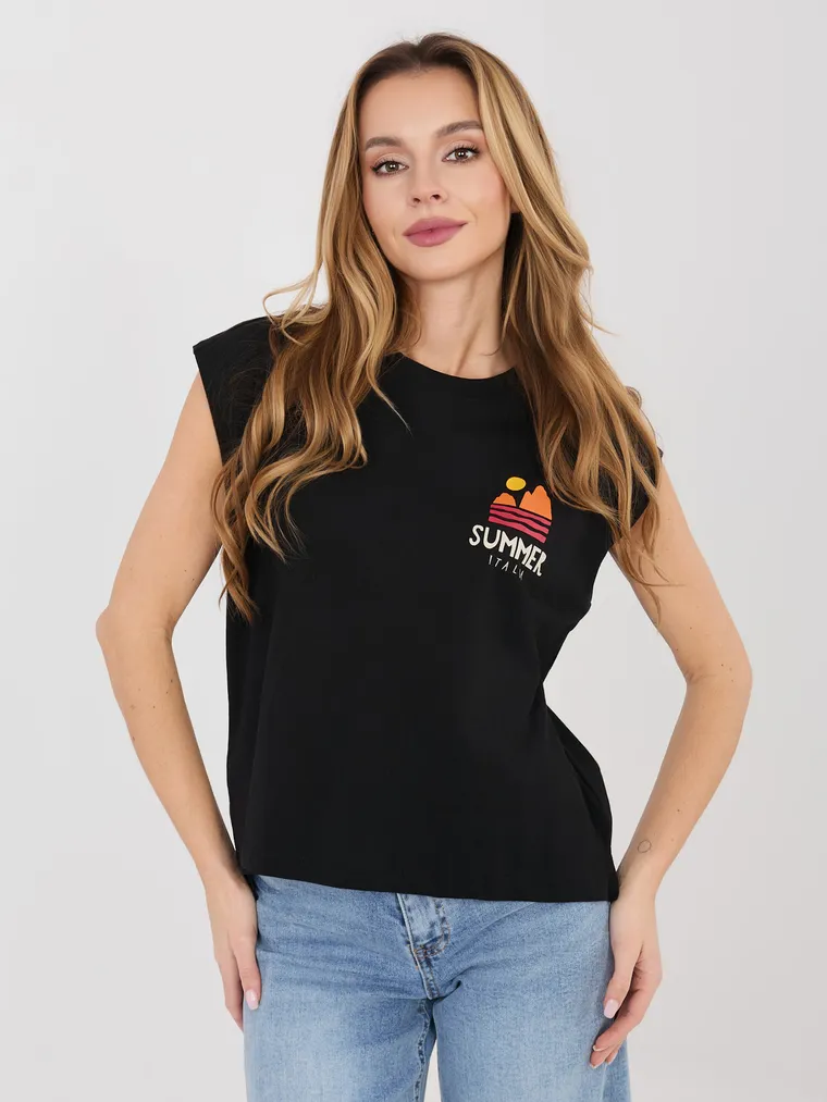 T-shirt damski, czarny, Sublevel