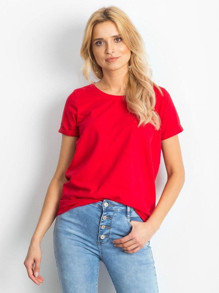 T-shirt damski, czerwony, Basic Feel Good