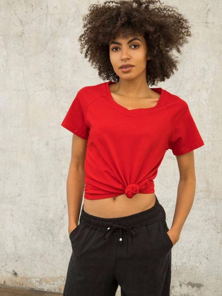 T-shirt damski, czerwony, For Fitness