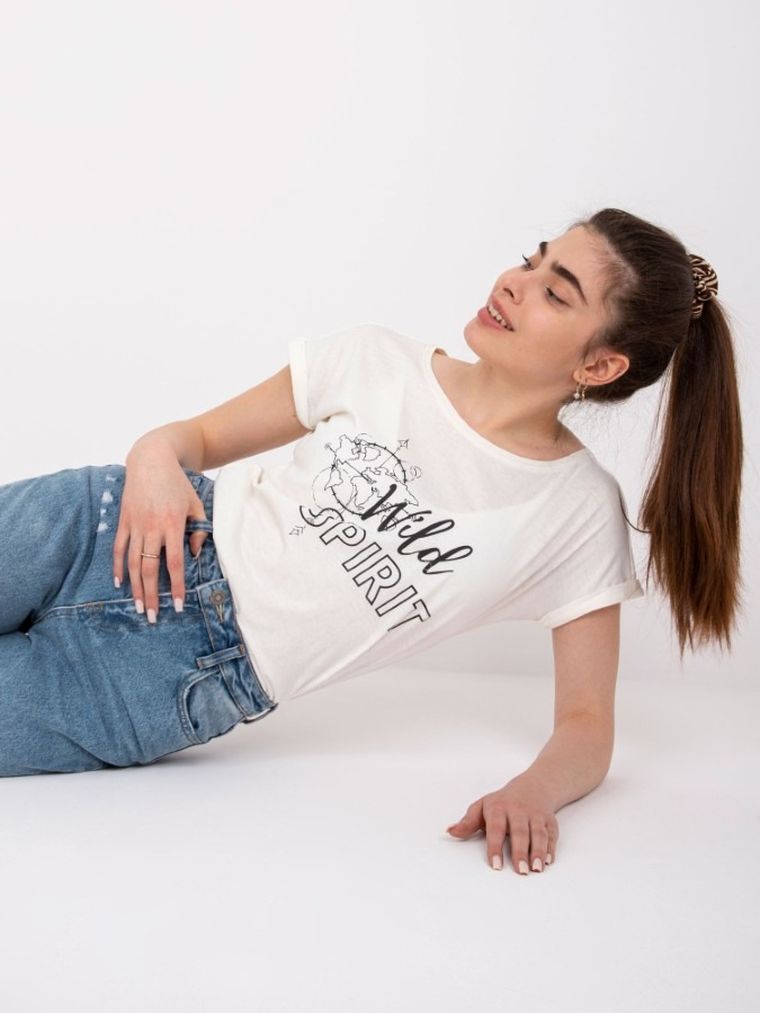 T-shirt damski, ecru, Mayflies