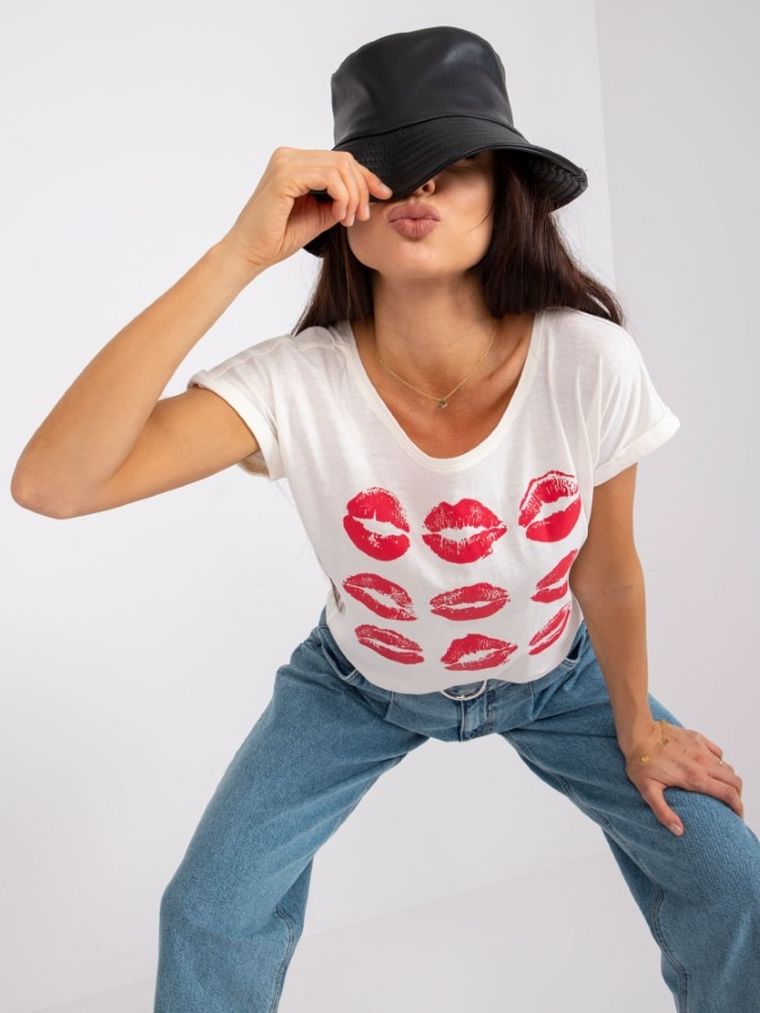 T-shirt damski, ecru, Mayflies