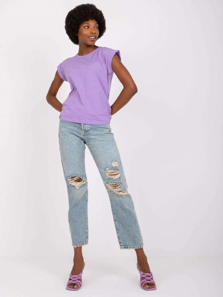 T-shirt damski, fioletowy, Basic Feel Good