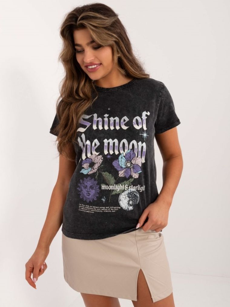 T-shirt damski, grafitowy, Sublevel