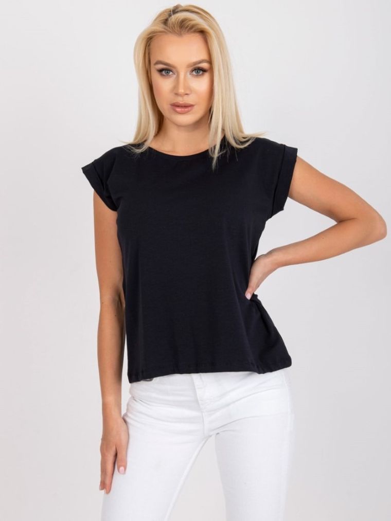 T-shirt damski, granatowy, Basic Feel Good