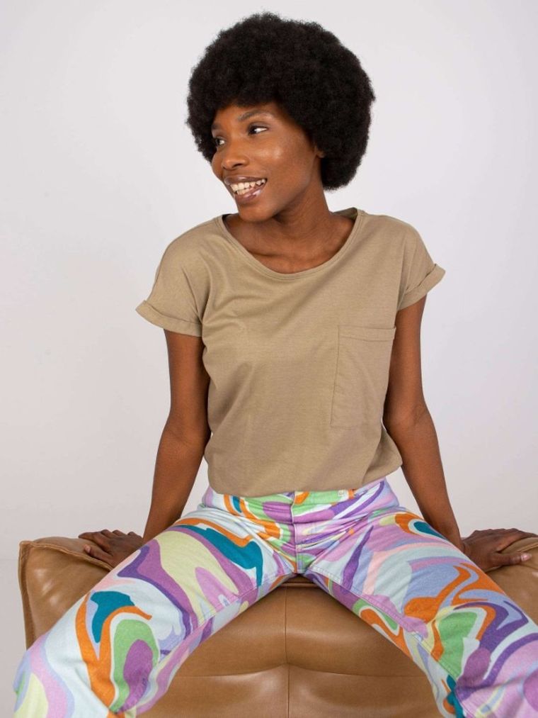 T-shirt damski, khaki, Mayflies