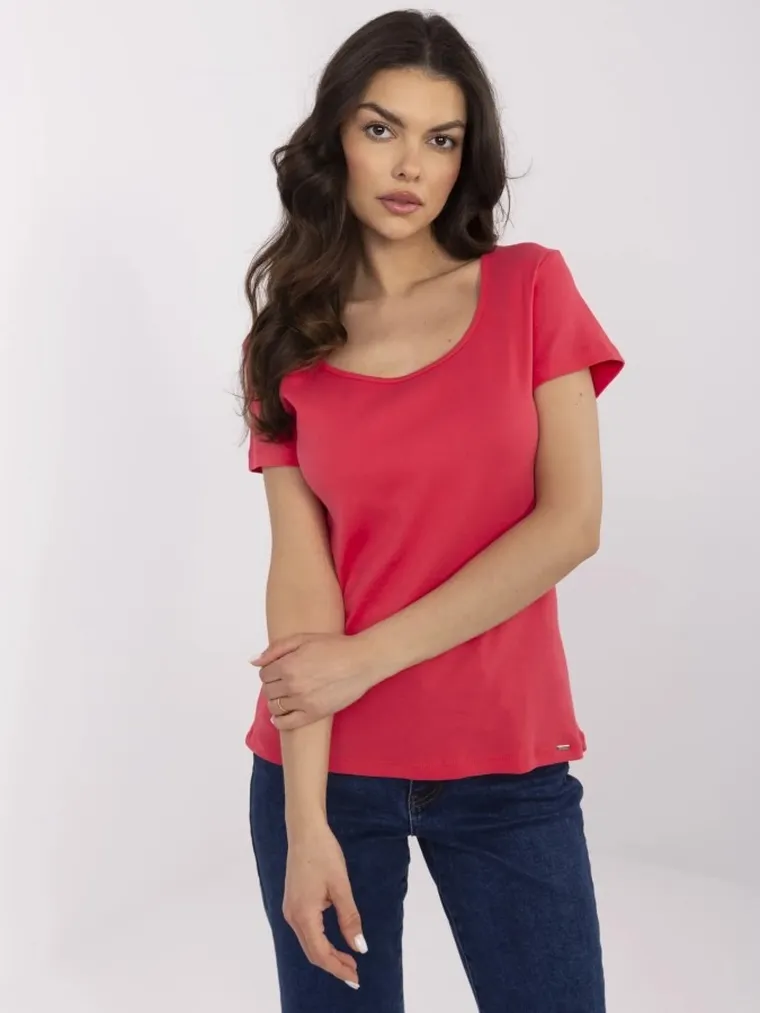 T-shirt damski, koralowy, Relevance