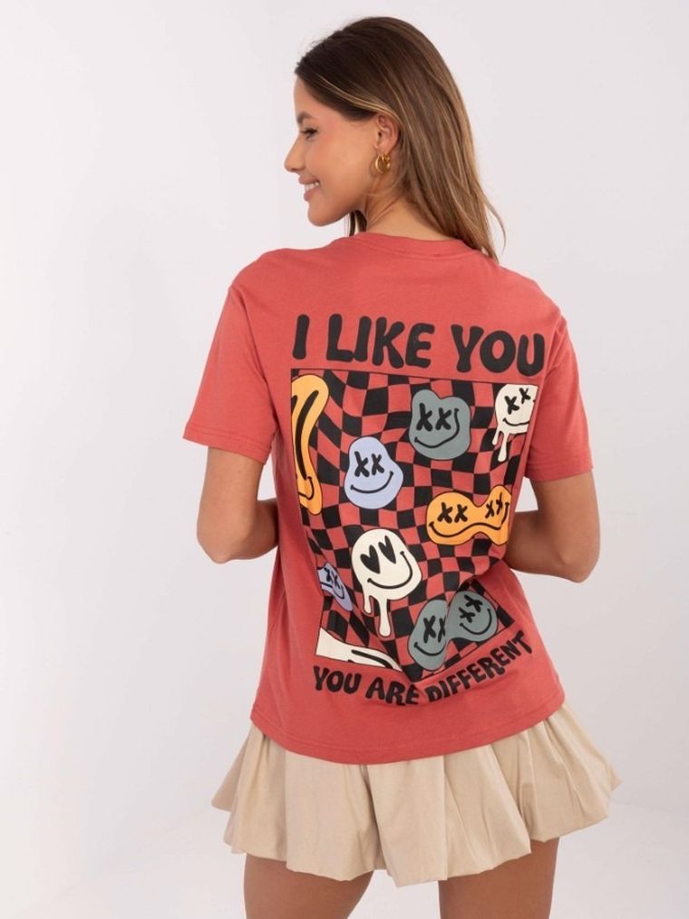 T-shirt damski, koralowy, Sublevel