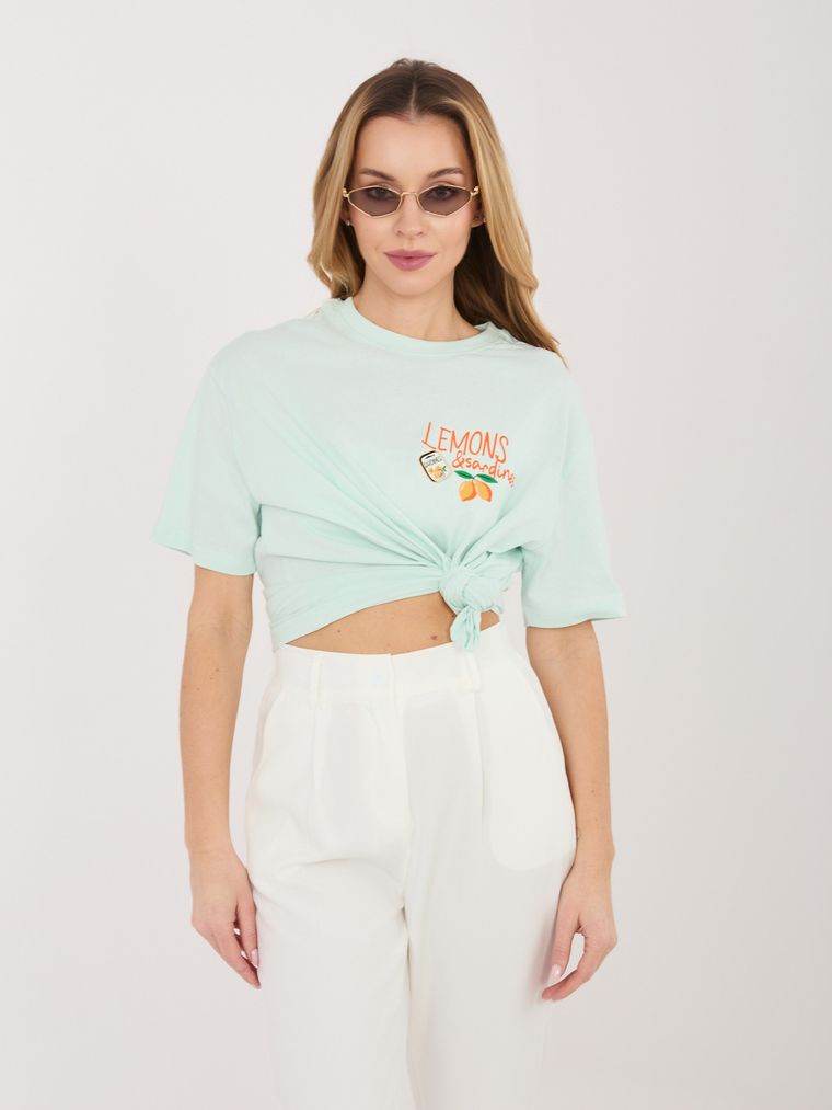 T-shirt damski, miętowy, Sublevel