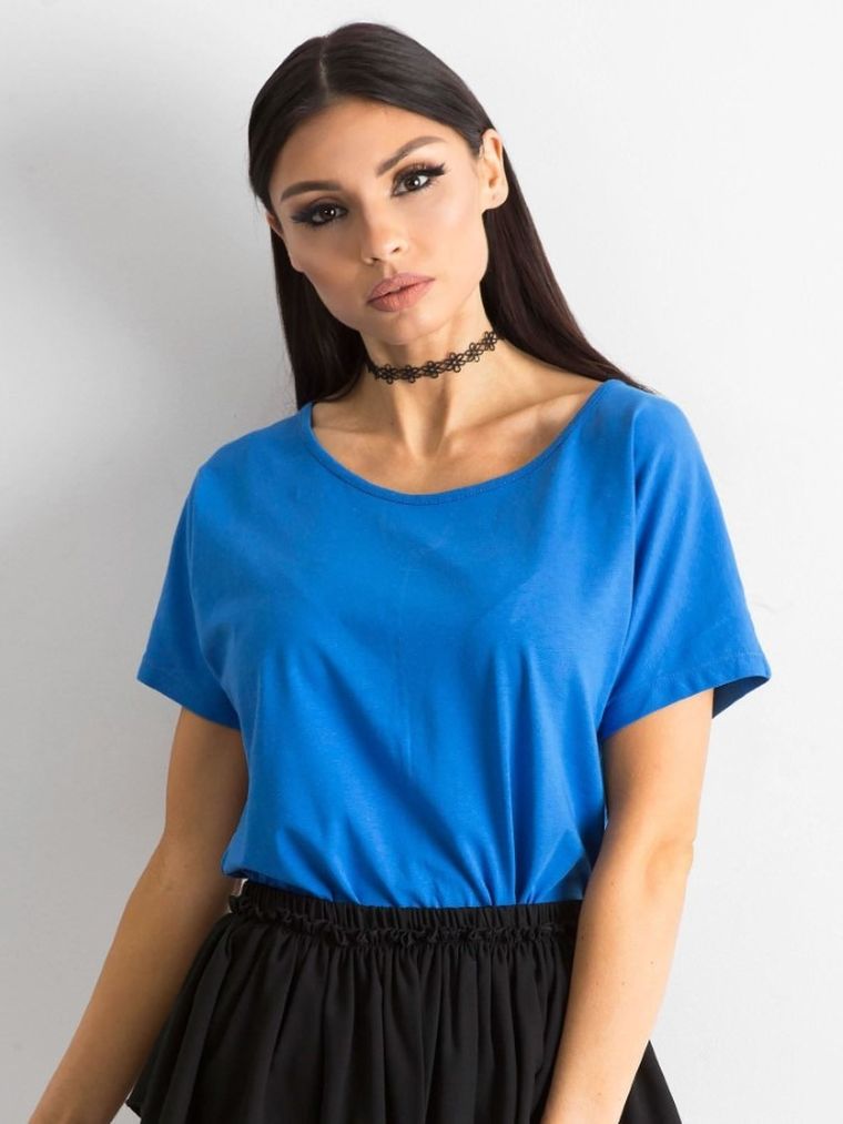 T-shirt damski, niebieski, Basic Feel Good