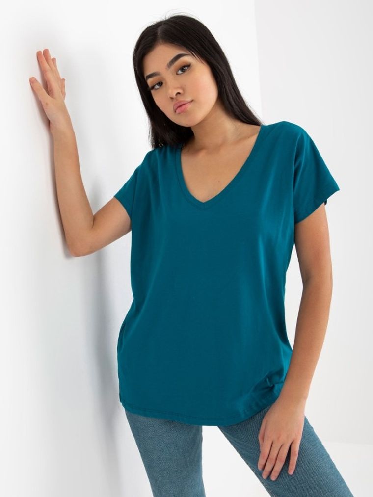 T-shirt damski, niebieski, Basic Feel Good