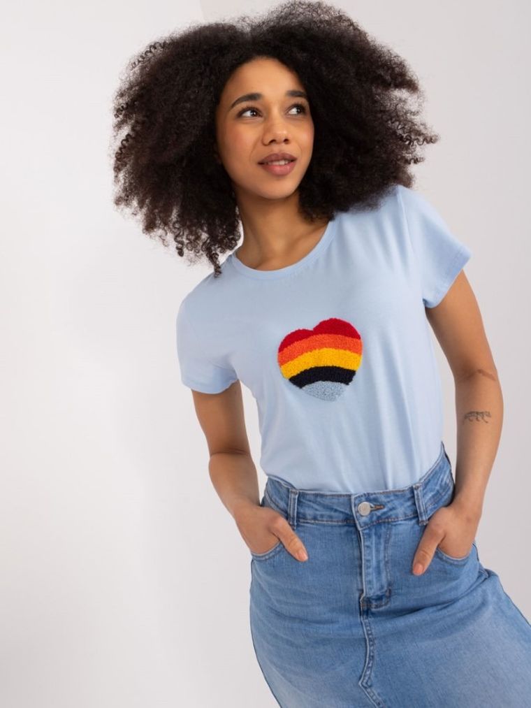 T-shirt damski, niebieski, Basic Feel Good