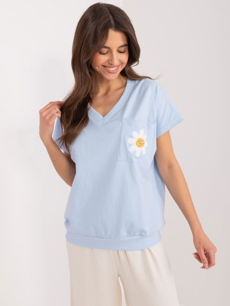 T-shirt damski, niebieski, Rue Paris