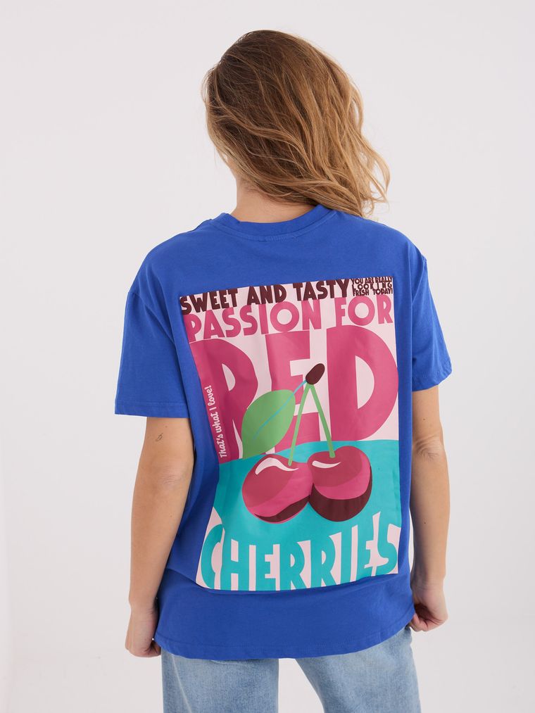 T-shirt damski, niebieski, Sublevel