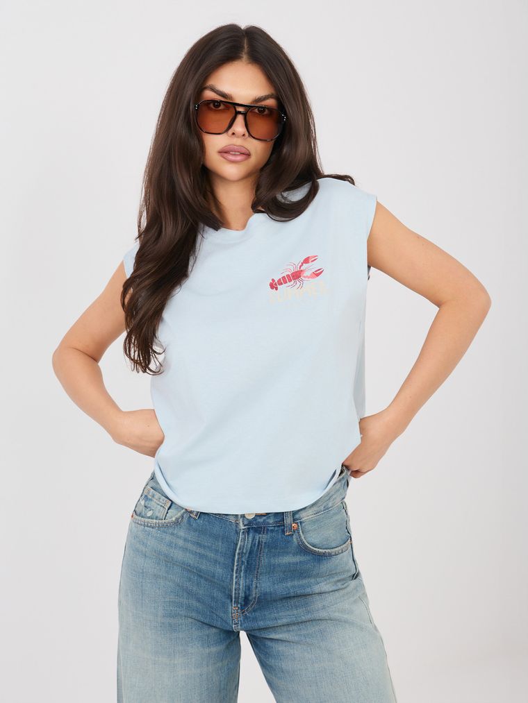 T-shirt damski, niebieski, Sublevel