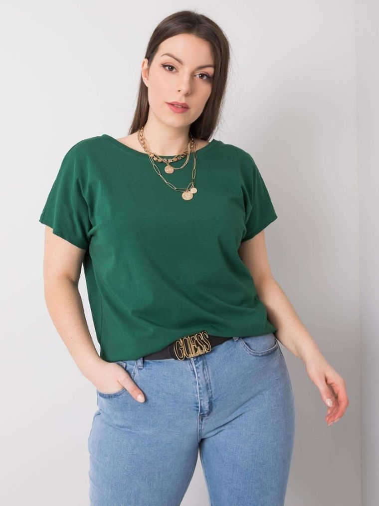 T-shirt damski, plus size, zielony, Basic Feel Good