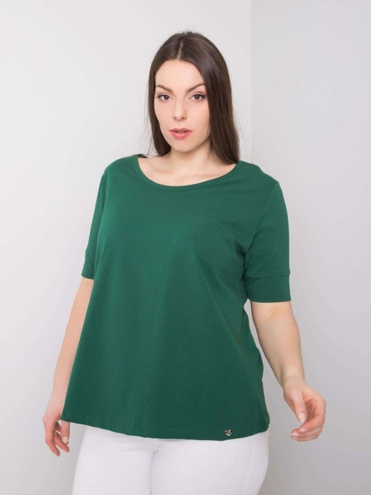 T-shirt damski, plus size, zielony, Basic Feel Good