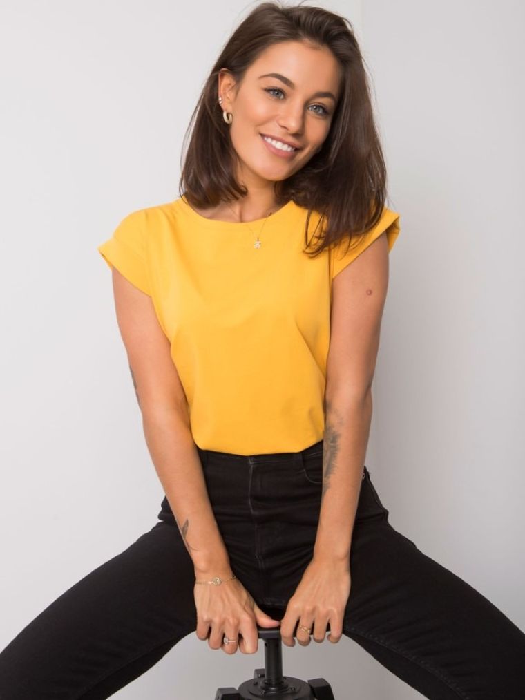 T-shirt damski, pomarańczowy, Basic Feel Good