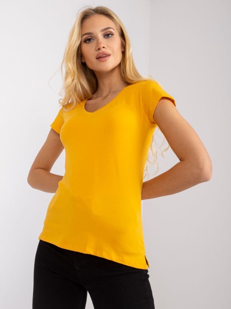 T-shirt damski, pomarańczowy, Basic Feel Good