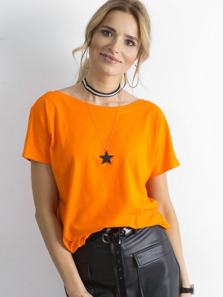 T-shirt damski, pomarańczowy, Basic Feel Good