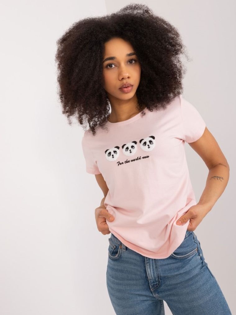 T-shirt damski, różowy, Basic Feel Good